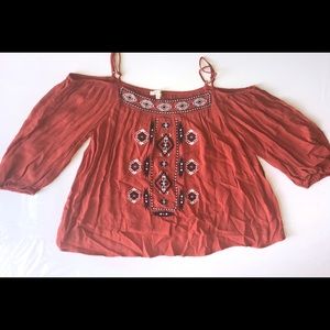 Burnt Orange Off the Shoulder Top
